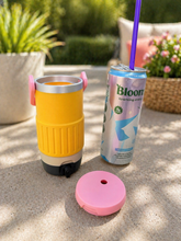 Load image into Gallery viewer, 12oz Skinny Can Cooler with Lid & Straw – “Pencil Edition