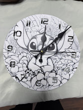 Load image into Gallery viewer, 3D printed Stitch Cute Alien Floral 3D Printed Wall Clock – Unique Geek Decor