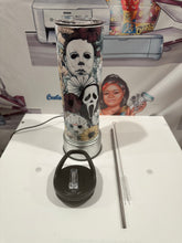 Load image into Gallery viewer, Horror Movie Sunflower Tumbler, Horror Movie Stars, Scary Movie Tumbler, Halloween Cup, Halloween...