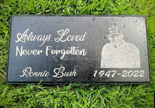 Load image into Gallery viewer, Photo Engraved or Vinyl Wrapped Personalized Headstone Gravestone Memorial Marker 22x12 Inch
