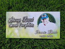 Load image into Gallery viewer, Photo Engraved or Vinyl Wrapped Personalized Headstone Gravestone Memorial Marker 22x12 Inch