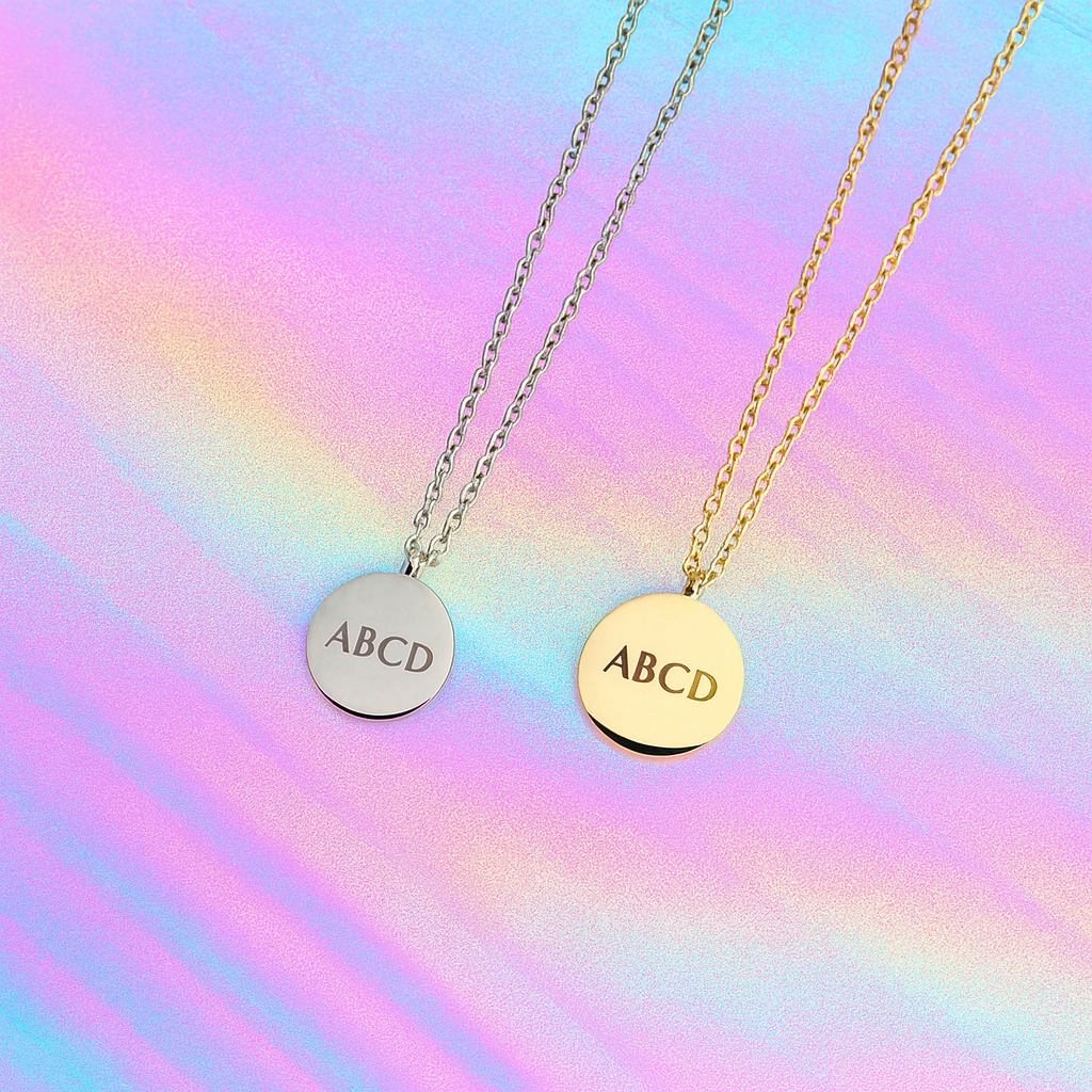 Personalized Engraved Petite Disc Necklace Silver, Gold jewelry