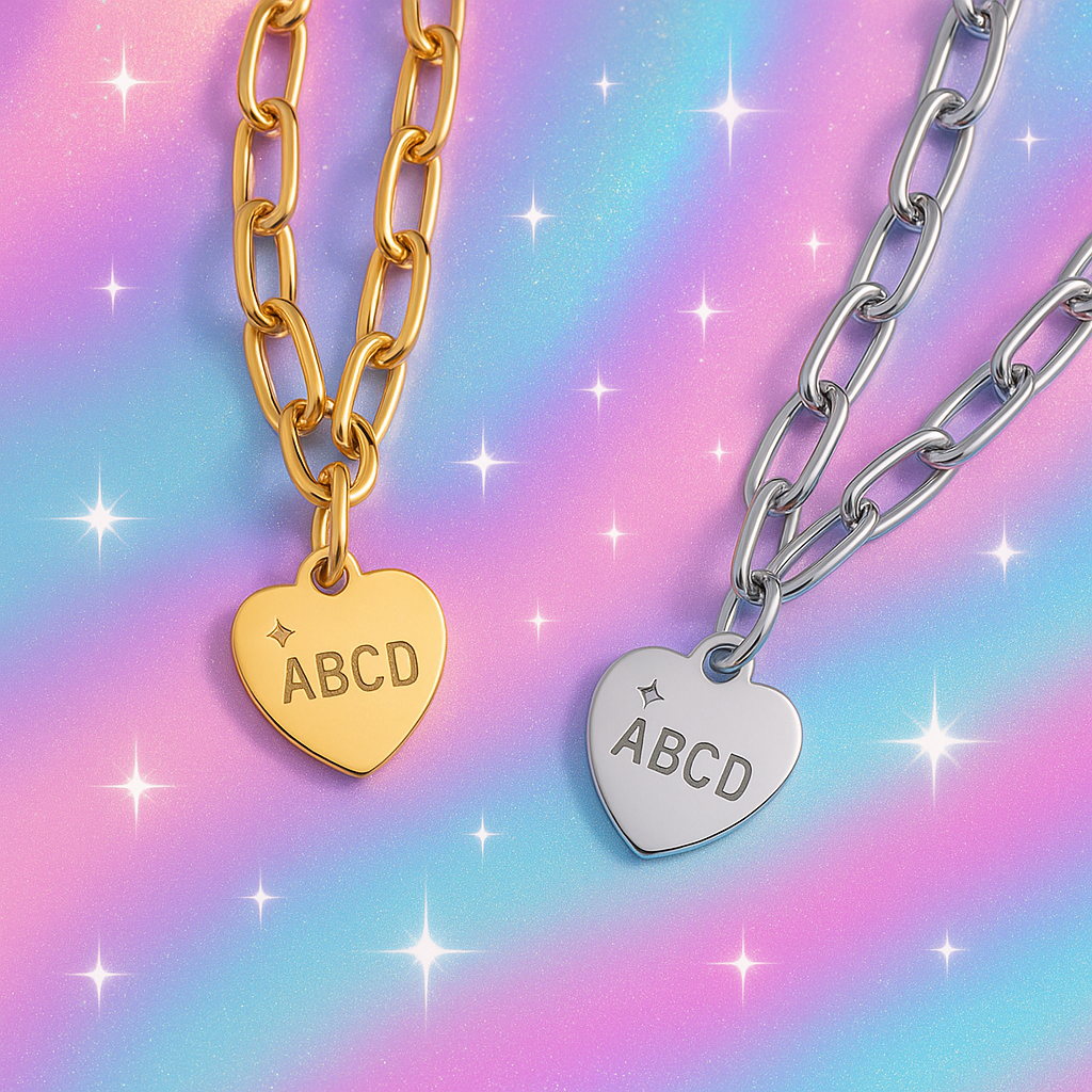 Personalized Petite Heart Paperclip Chain Bracelet Silver or Gold