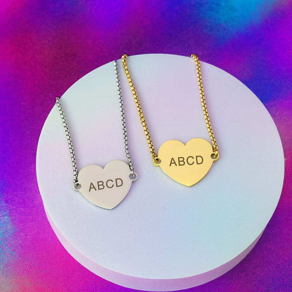 Personalized Centered Heart Bracelet Silver or 14k Gold