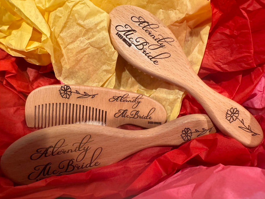 Personalized Baby Hair Brush Set Shower Gift Engraved Baby Brush Newborn Keepsake Baby Boy Girl Gift Set