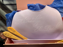 Load image into Gallery viewer, Silicone Engraved Baby Bib Personalized for Newborn or Toddler Girl or Boy Custom Baby Shower or New Mom Gift Silicone
