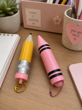 Load image into Gallery viewer, Crayon Chapstick Holder – Cute Keychain Set 🥢💄✨ or Pencil Chapstick Holder
