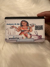 Load image into Gallery viewer, Card Holder, Personalized with Photo Leather backing Logo on Card Holder, Custom Card Wallet, Gift
