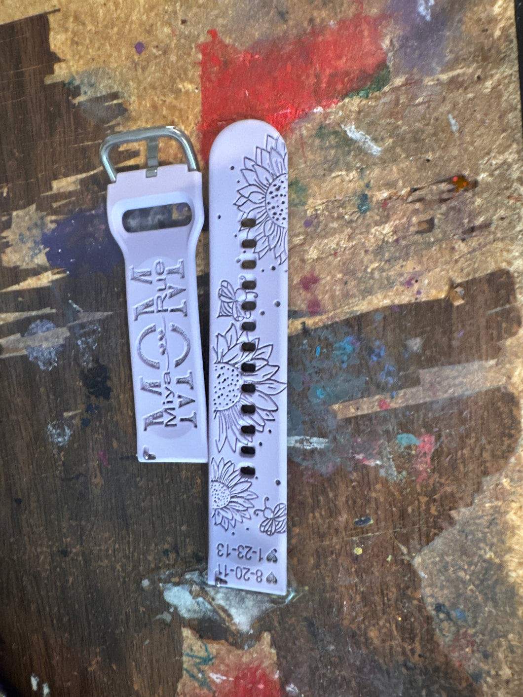 Custom Sunflower Mom  Engraved inspired Samsung watch band