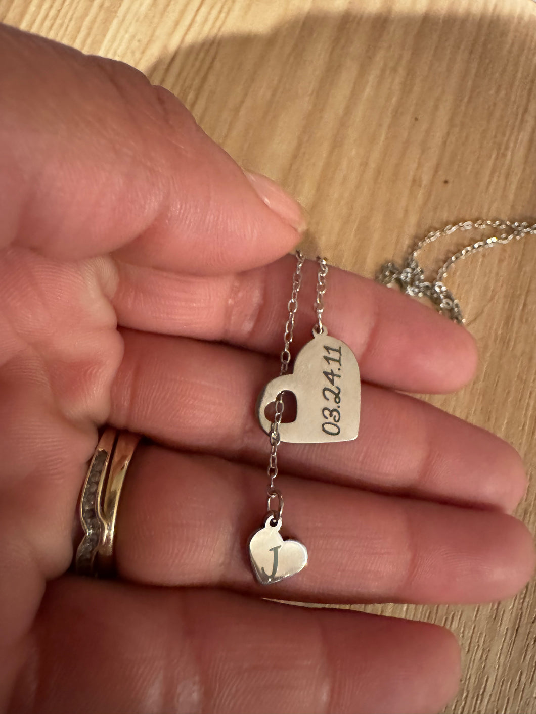 Personalized heart necklaces double heart Engraved Necklace jewelry, Date Necklaces, Name Necklace, Coordinates Necklace, Gift Necklace,