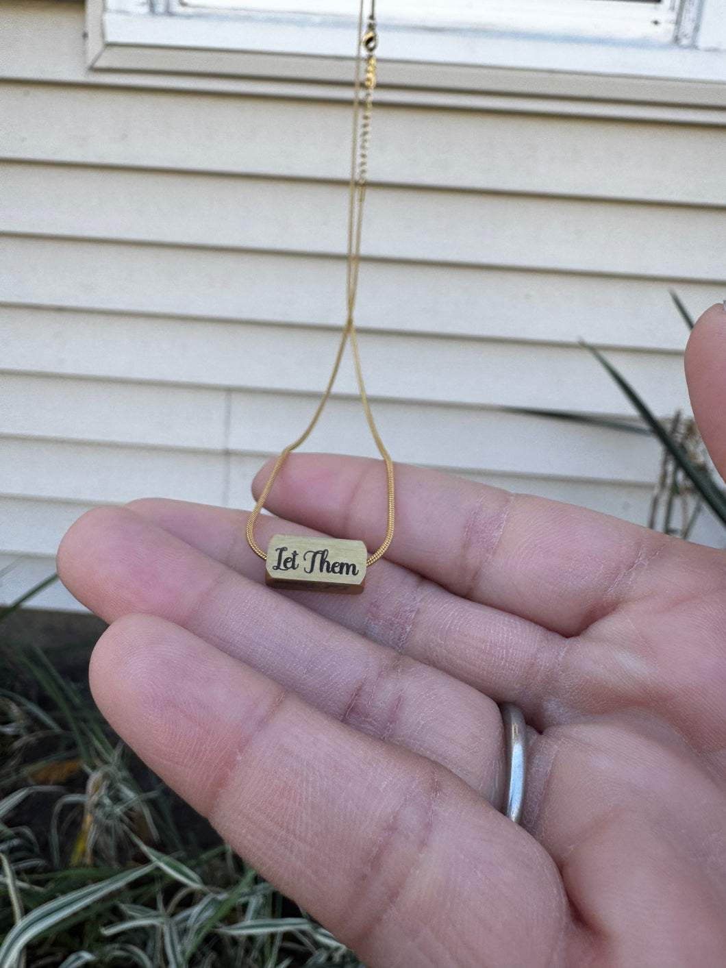 Personalized Rectangular Let Them Necklace - Inspirational Jewelry - Motivational Pendant Necklace - Gold, Silver Rose Gold Necklace - Jewelry Gift - Stainless Steel
