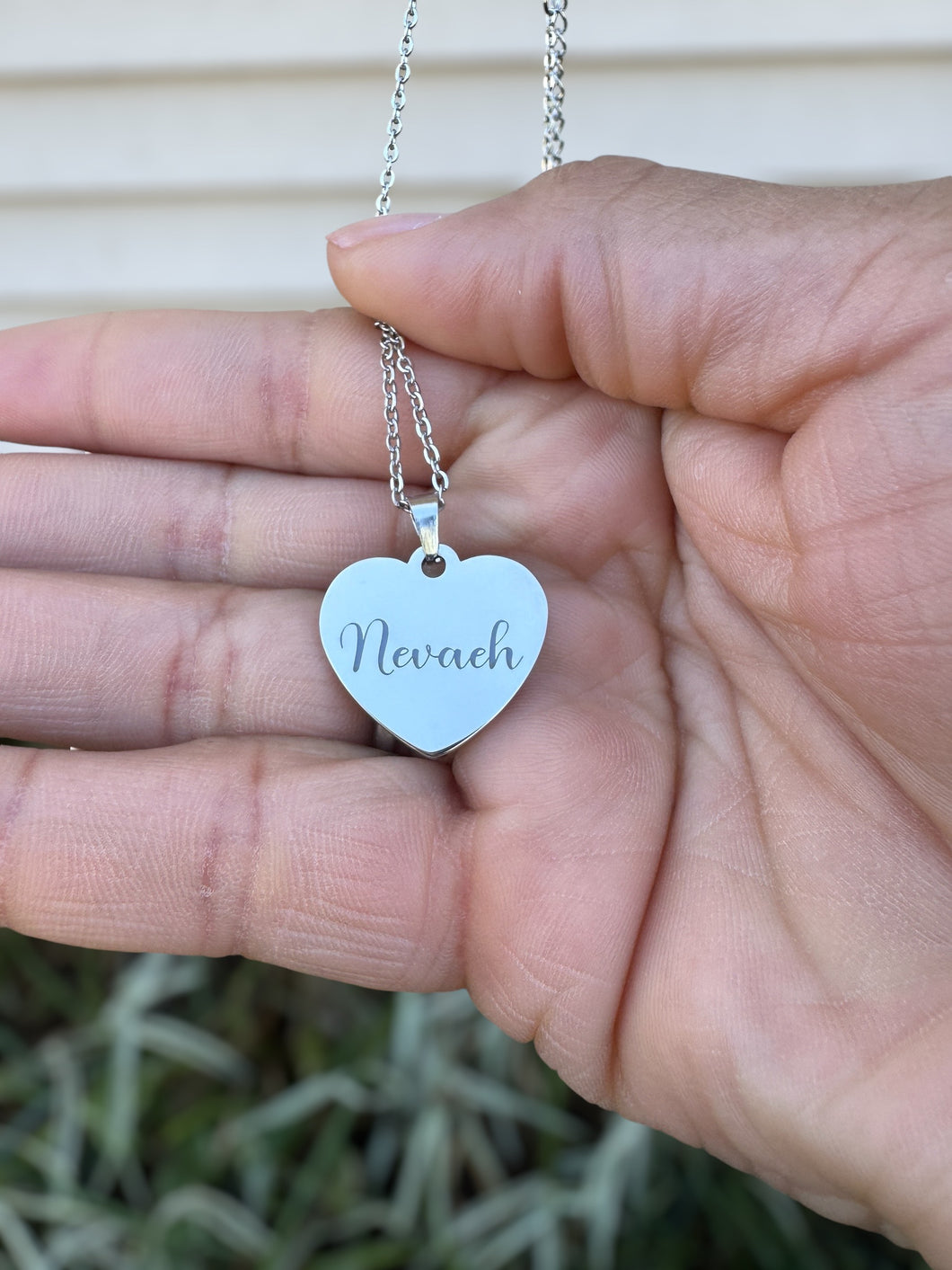Personalized Laser Engraved Heart Pendant Necklace