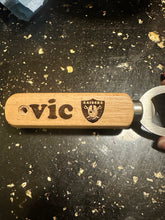 Load image into Gallery viewer, Personalized Wood Handled Bottle Opener, laser engraved, customizable, Gift for Father's Day, Bachelor  Bachelorette Party, Wedding Favor,
