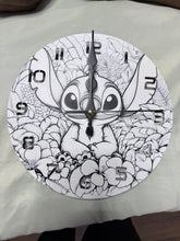 Load image into Gallery viewer, 3D printed Stitch Cute Alien Floral 3D Printed Wall Clock – Unique Geek Decor
