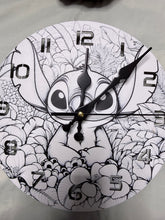 Load image into Gallery viewer, 3D printed Stitch Cute Alien Floral 3D Printed Wall Clock – Unique Geek Decor
