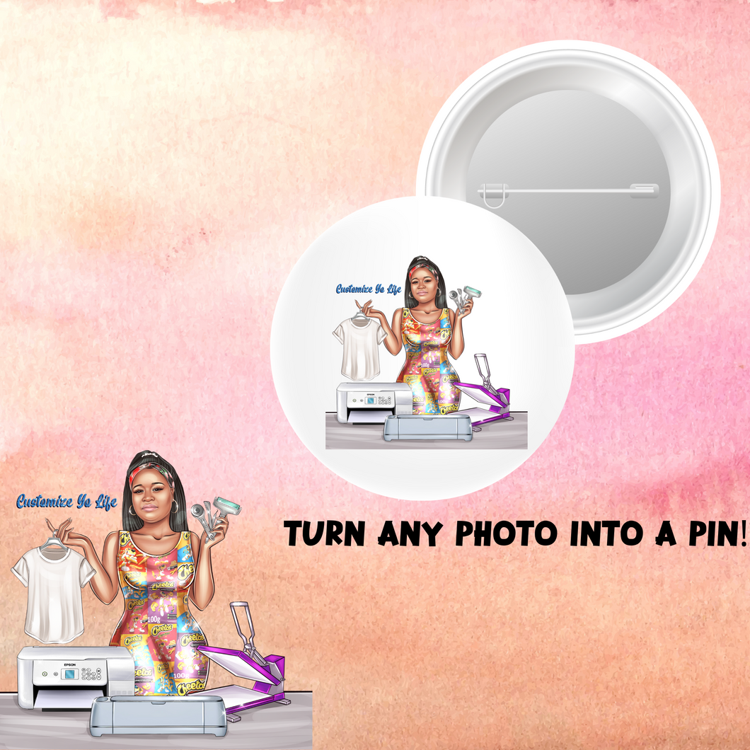 Customizable Button Pin, Design Your Own Pin Personalized Buttons, Bridal Party Favors, Birthday Favors Pin, Custom Party Favors, Photo Pin