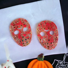 Load image into Gallery viewer, Jason Voorhees Earrings - Friday the 13th - Jason Mask - Halloween Earrings - Very Lightweight - Acrylic  Earrings - Horror
