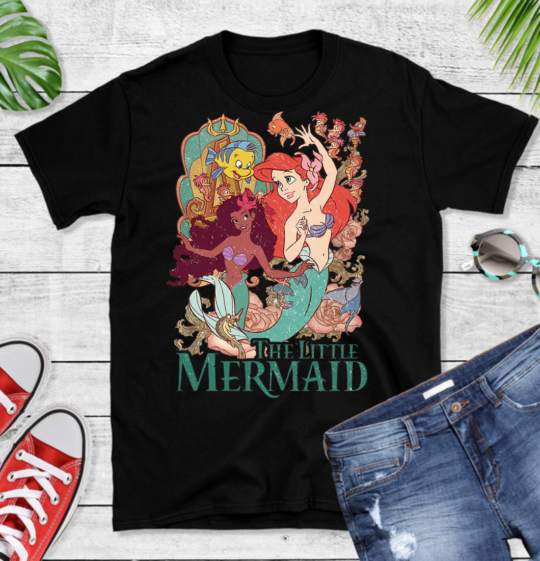 Little Mermaid Unisex Shirt, Black Ariel Shirt, Disney Shirt, Black Little Mermaid Shirt, Disney Princess2023