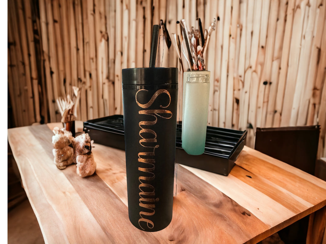 Customized Name Skinny Tumbler, 16 oz Pastel Matte Tumbler, Bridesmaid Tumblers With Straw, Acrylic Pastel Cups, Customized Skinny Cups