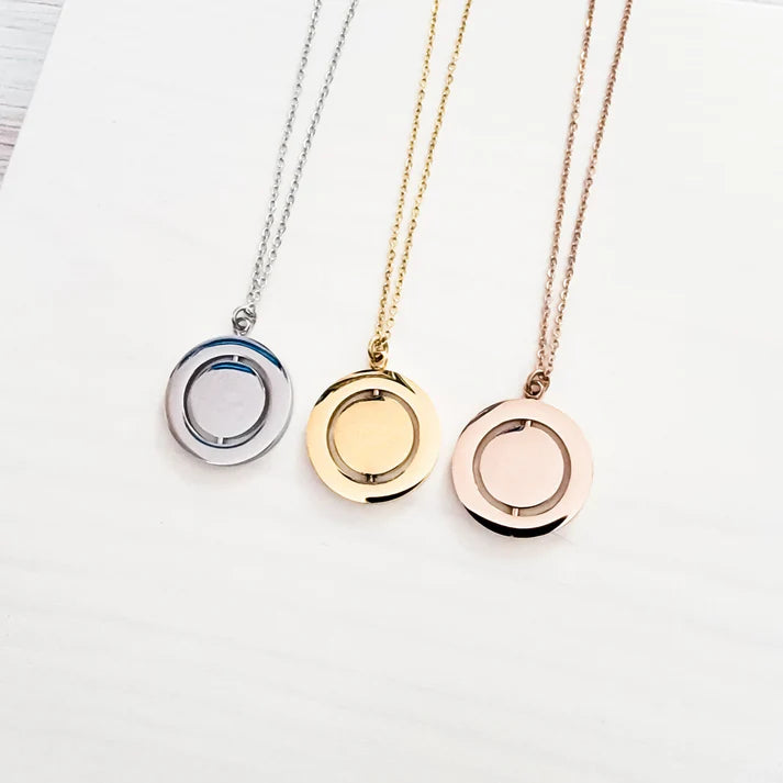 Custom Rotating Circle Necklace (Silver, 14k Gold,)