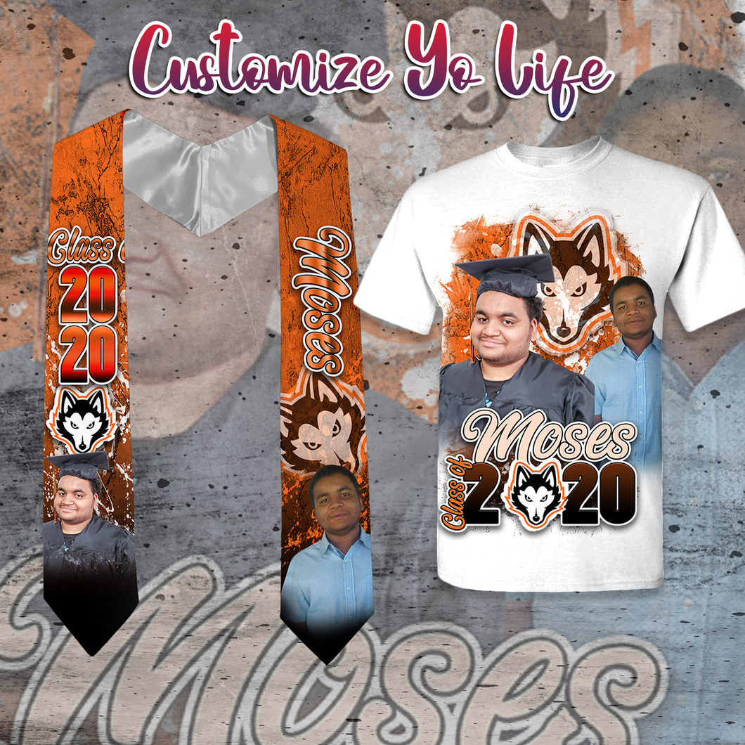 Custom Graduation Stole fully printed and T-Shirt Combo