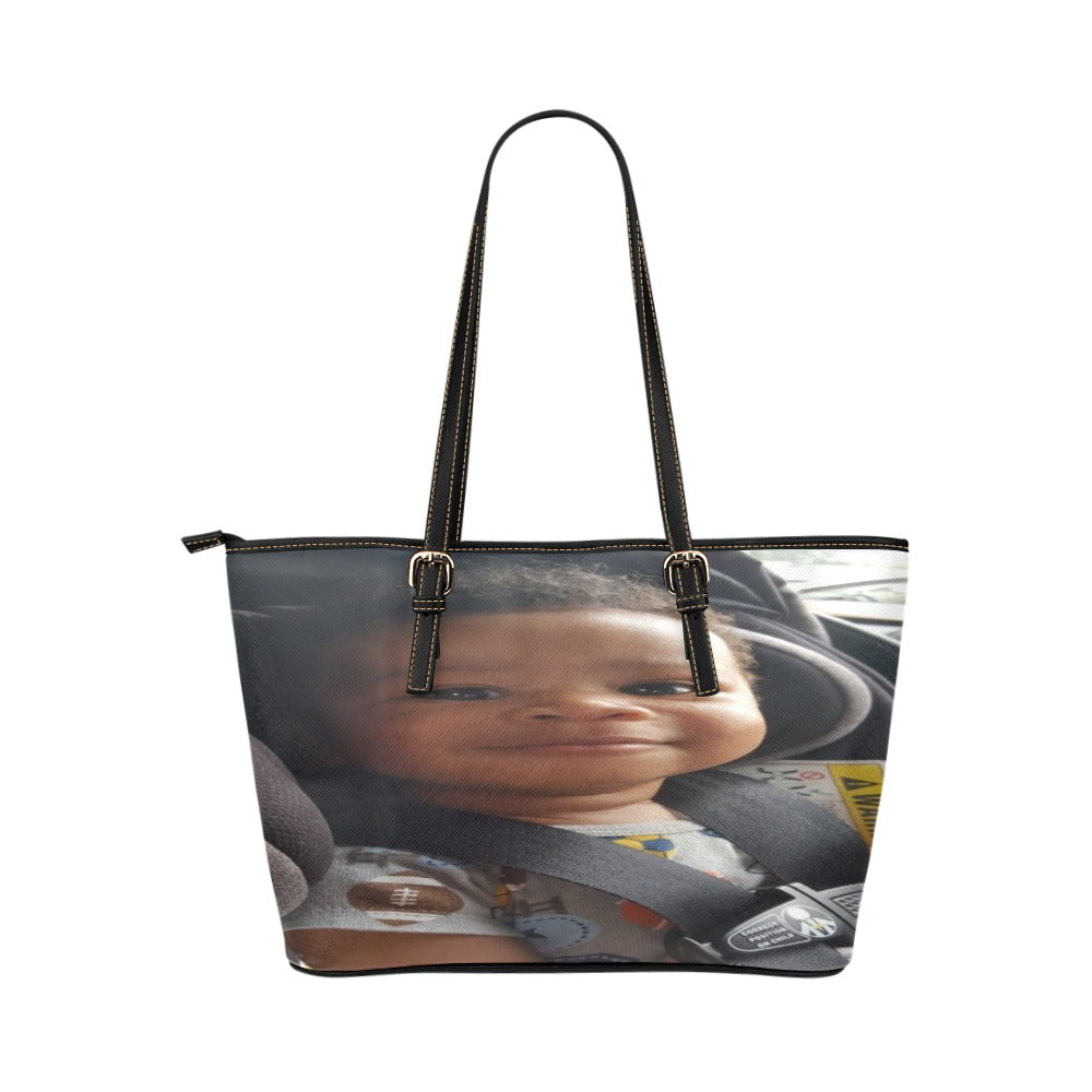 Custom Small Photo  Leather Tote Bag