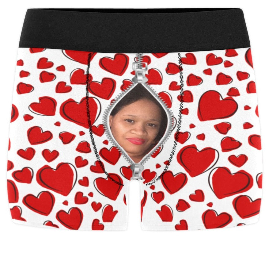Personalized Boxers for Husband, Print Face Photo Underwear, Sexy Zipper Briefs