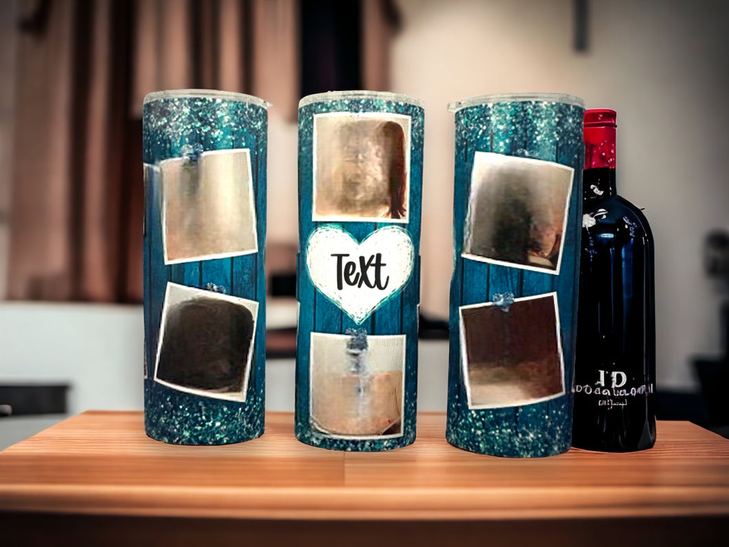 Personalized Photo 6 Frame Wood Glitter Tumbler