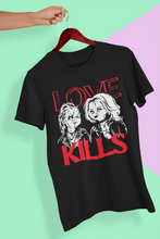 Load image into Gallery viewer, INSPIRED Chucky  and Tiffany Shirt, Loves Kills Play Shirt, Halloween Chucky Shirt, Chucky Halloween Costume Shirt, Horror Movie Shirt,
